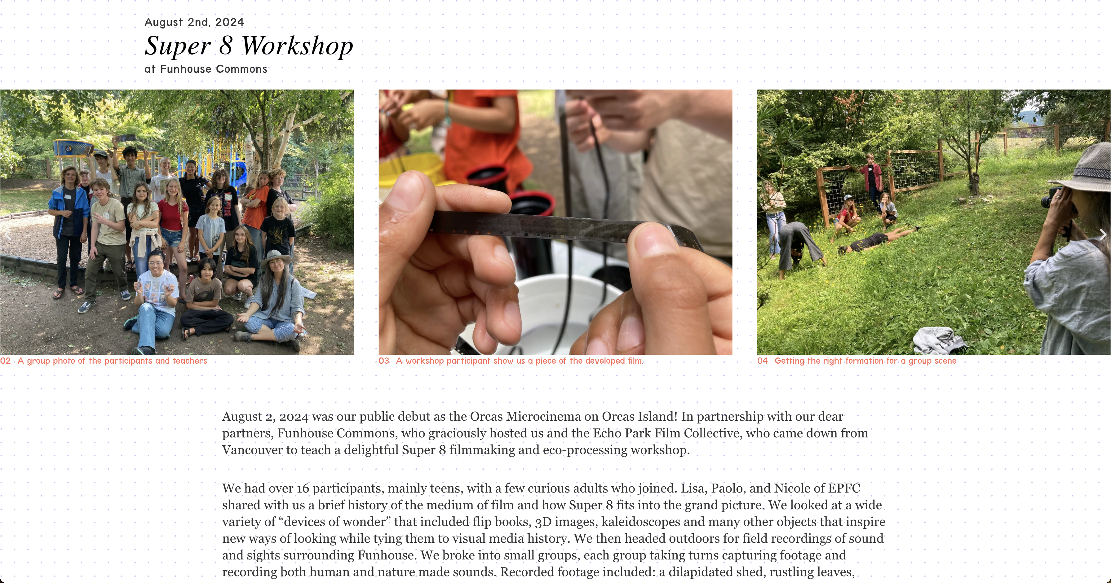 Orcas Microcinema Super 8 workshop page